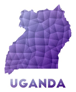Ülkenin Uganda Düşük Poli Çizimi Haritası Mor Geometrik Tasarım Çokgen