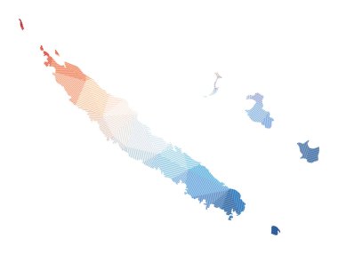 Yeni Kaledonya Haritası Ülkenin çizgili Geometrik tasarımı Düşük polipoli çizimi