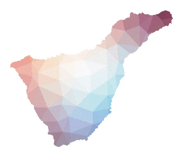 Mapa de Tenerife Baja poli ilustración de la isla Diseño geométrico con rayas Tecnología — Vector de stock