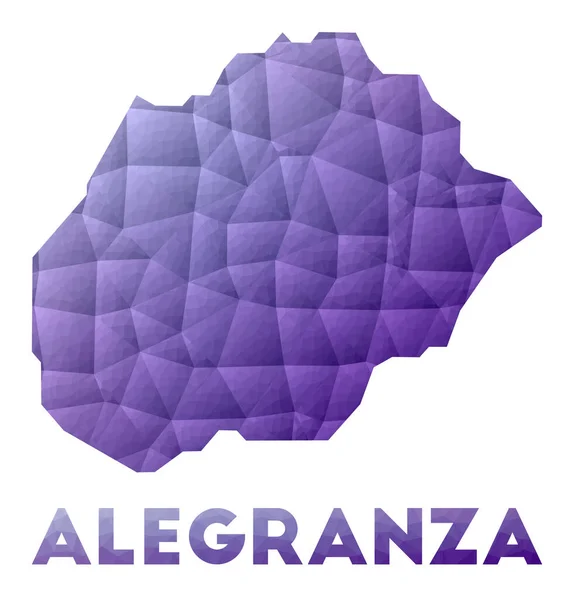 Mapa Alegranzy Nízký poly ilustrace ostrova Fialový geometrický design Polygonální vektor — Stockový vektor