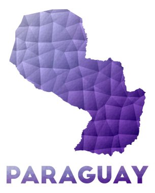 Ülkenin Paraguay Haritası Mor Geometrik Tasarım Çokgen