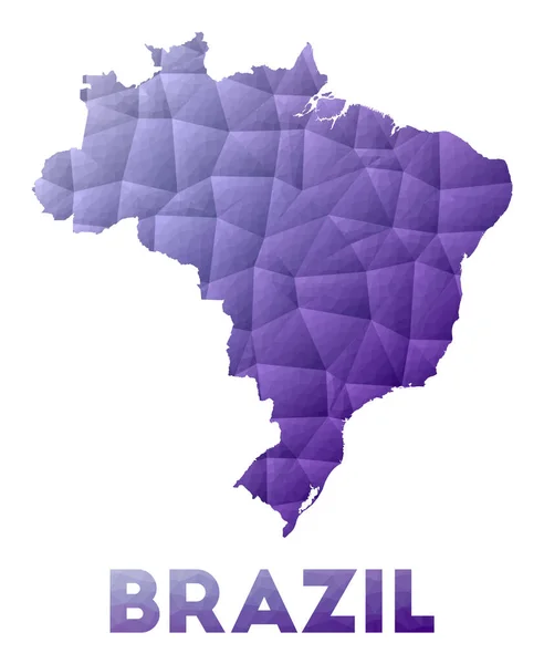 Mapa de Brasil Baja poli ilustración del país Diseño geométrico púrpura Vector poligonal — Vector de stock