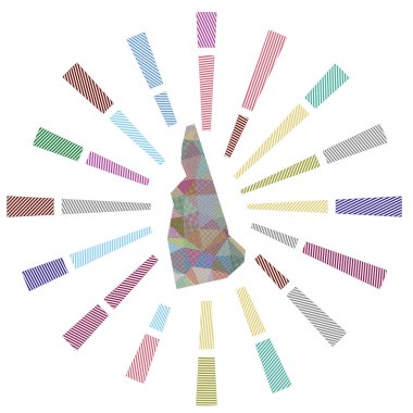 New Hampshire güneş patlaması düşük polimerli ışınlar ve ABD haritası hayret verici bir vektör.