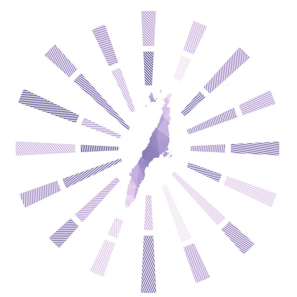 Cebú sunburst Rayos de rayas polivinílicas bajas y mapa de la isla Ilustración vectorial artística — Archivo Imágenes Vectoriales