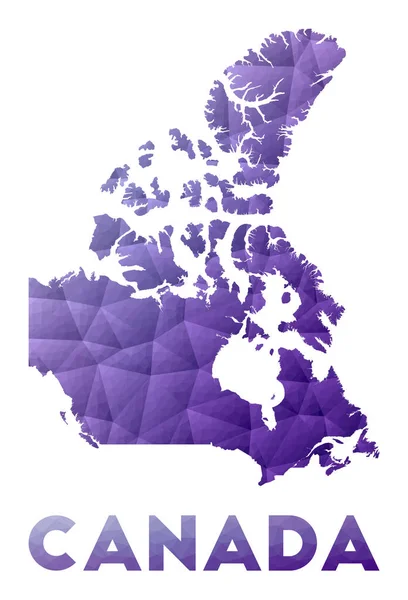 캐나다의 낮은 폴리 삽화 지도 보라색 기하학적 설계 폴리곤 벡터 — 스톡 벡터