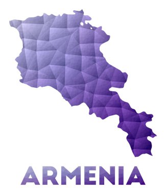 Ermenistan Haritası Ülke Mor Geometrik Tasarımı Çokgen