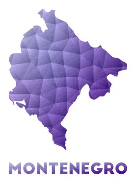 Karadağ 'ın Düşük Poli Çizimi Haritası Ülke Mor Geometrik Tasarımı Çokgen