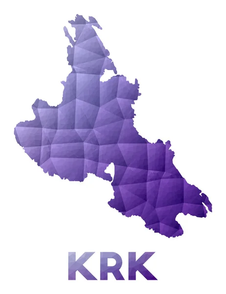 Mapa de Krk Baja poli ilustración de la isla Diseño geométrico púrpura Vector poligonal — Vector de stock