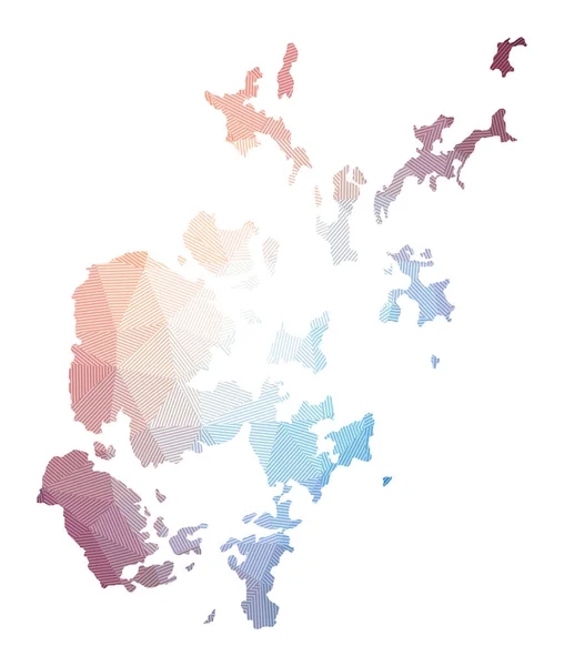 Mapa de Islas Orcadas Ilustración baja en poli de la isla Diseño geométrico con rayas — Vector de stock