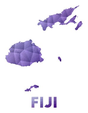 Fiji 'nin Mor Geometrik Tasarım Çokgen Ülkesi' nin düşük poli çizimi