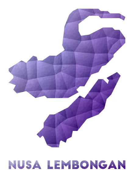 Mapa de Nusa Lembongan Baja poli ilustración de la isla Diseño geométrico púrpura Poligonal — Vector de stock