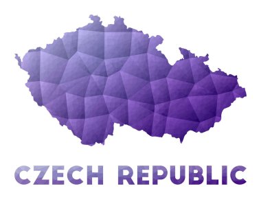 Çek Cumhuriyeti Haritası Mor Geometrik Tasarım Çokgen