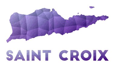 Saint Croix Haritası Mor geometrik tasarımın düşük poli çizimi