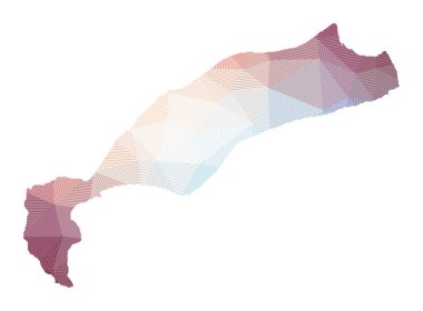 Adanın çizgili Geometrik tasarımının Kos Low Poli çizimi haritası