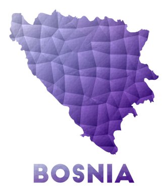 Bosna Haritası Mor Geometrik Tasarım Çokgen