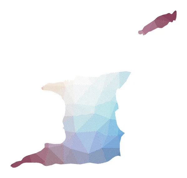Karta över Trinidad och Tobago Låg poly illustration av landet Geometrisk design med ränder — Stock vektor