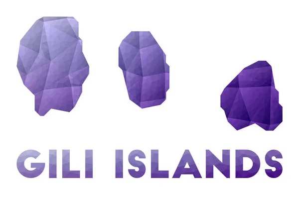 Карта островов Гили Низкая полиграфическая иллюстрация острова Фиолетовый геометрический дизайн Полигональный вектор — стоковый вектор