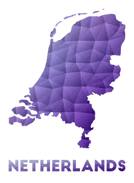 Mapa Holandii Niski poli ilustracja kraju Fioletowy geometryczny projekt Wektor wieloboczny — Wektor stockowy