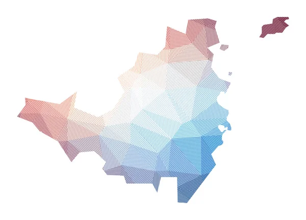 Mapa de Saint Martin Baja poli ilustración de la isla Diseño geométrico con rayas — Vector de stock