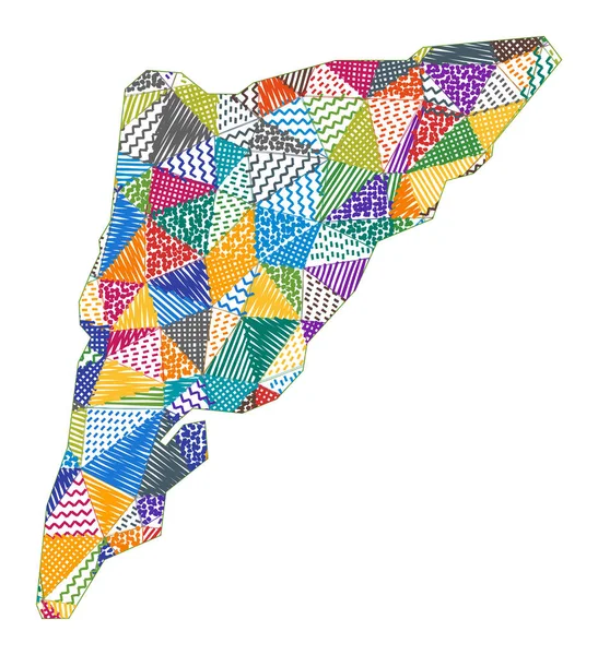 Mapa estilo niño de Cayo de Sal Islas Turcas Polígonos dibujados a mano en forma de Cayo de Sal Turcos — Vector de stock