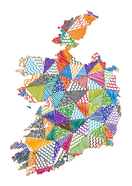 Kid style map of Ireland Kézzel rajzolt sokszögek formájában Írország Vektor illusztráció — Stock Vector