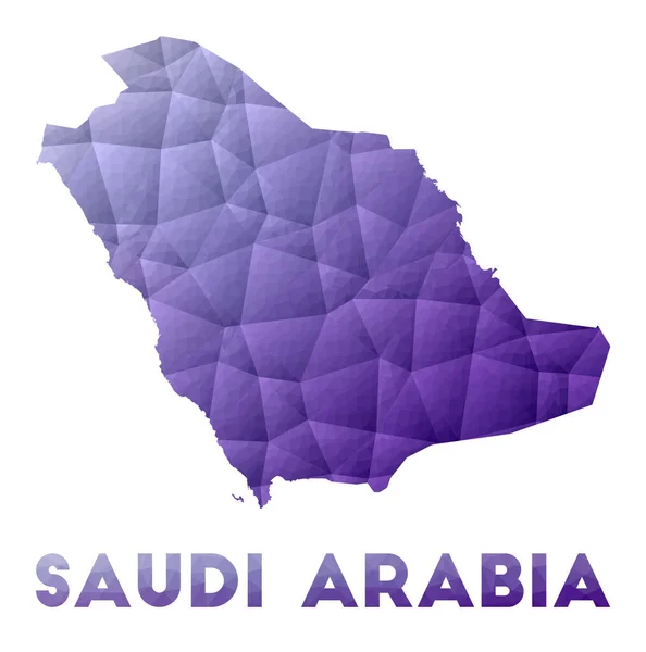Mapa de Arabia Saudita Baja poli ilustración del país Diseño geométrico púrpura vector poligonal — Archivo Imágenes Vectoriales