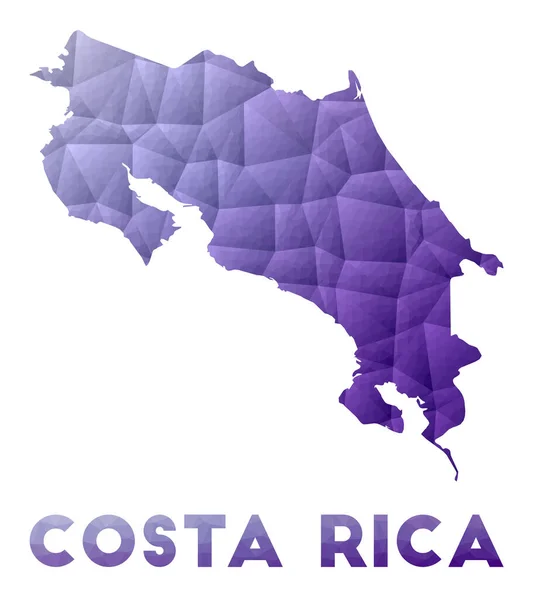 コスタリカ地図国の低ポリイラスト紫の幾何学的デザイン多角形ベクトル — ストックベクタ