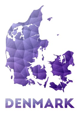 Danimarka Haritası Mor Geometrik Tasarım Mor Çokgen