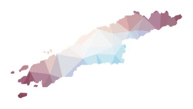 Hydra haritası çizgili Geometric tasarımı adanın düşük polimerli çizimi