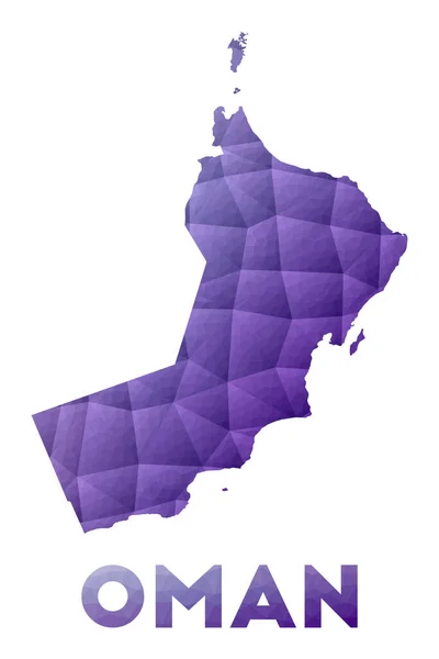 Mapa de Omán Baja poli ilustración del país Diseño geométrico púrpura vector poligonal — Vector de stock