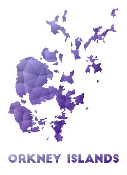 Mapa de Islas Orcadas Ilustración poli baja de la isla Diseño geométrico púrpura Poligonal — Vector de stock