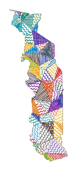 Mapa de estilo Kid do Togo Polígonos desenhados à mão em forma de ilustração do vetor Togo —  Vetores de Stock