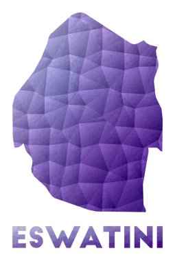 Ülkenin Svaziland Düşük Poli Çizimi Haritası Mor Geometrik Tasarım Çokgen