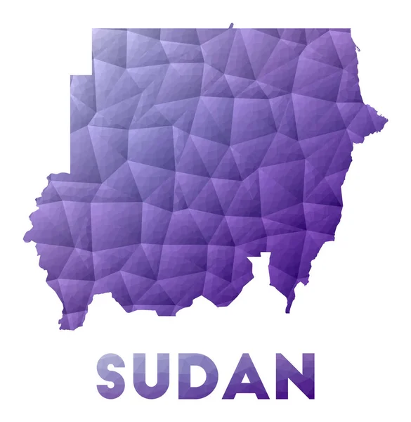 Mapa do Sudão Baixo poli ilustração do país Projeto geométrico roxo Vetor poligonal — Vetor de Stock