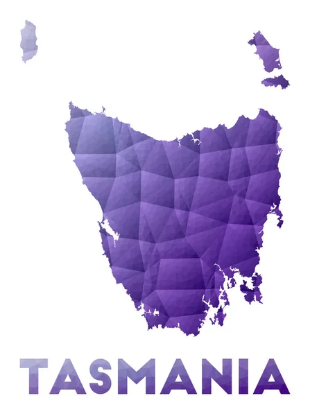 태즈메이니아낮은 폴리 삽화 지도 보라색 섬의 기하학적 설계 폴리곤 벡터 — 스톡 벡터