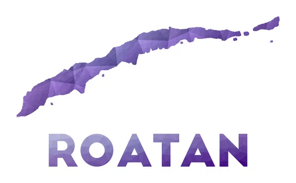 Карта Роатана Низкая полиграфическая иллюстрация острова Фиолетовый геометрический дизайн Полигональный вектор — стоковый вектор
