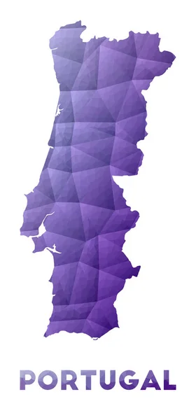Map of Portugal Low poly illustration of the country Purple geometric design Polygonal vector — Stock Vector