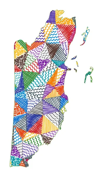 Kid stylu mapa Belize Ręcznie rysowane wielokąty w kształcie Belize Wektor ilustracji — Wektor stockowy
