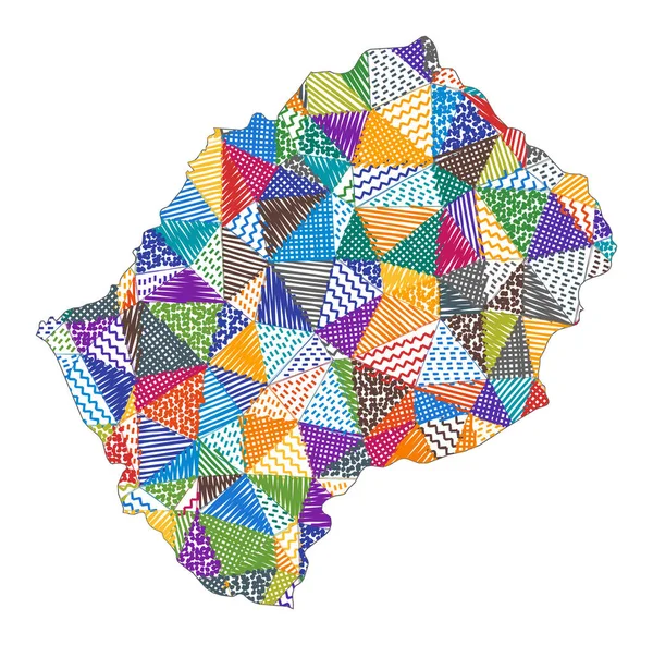 Kid styl mapa Lesotho Ręcznie rysowane wielokąty w kształcie Lesotho Vector ilustracji — Wektor stockowy