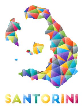 Santorini  colorful low poly island shape Multicolor geometric triangles Modern trendy design