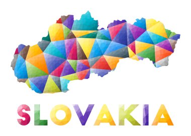 Slovakya rengarenk düşük polyester ülke şekli Çok renkli geometrik üçgenler Modern moda tasarımı