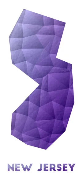 Карта Нью-Джерсі Нижня Полі ілюстрація до нас стану Фіолетовий геометричний дизайн Полігональний вектор — стоковий вектор