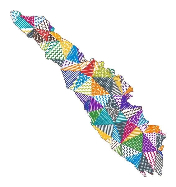 Kid style χάρτης της Σουμάτρα Χέρι ζωγραφισμένα πολύγωνα σε σχήμα Sumatra Vector εικονογράφηση — Διανυσματικό Αρχείο