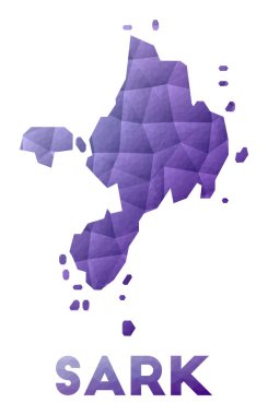 Sark Haritası Adanın Mor geometrik tasarımı Çokgen