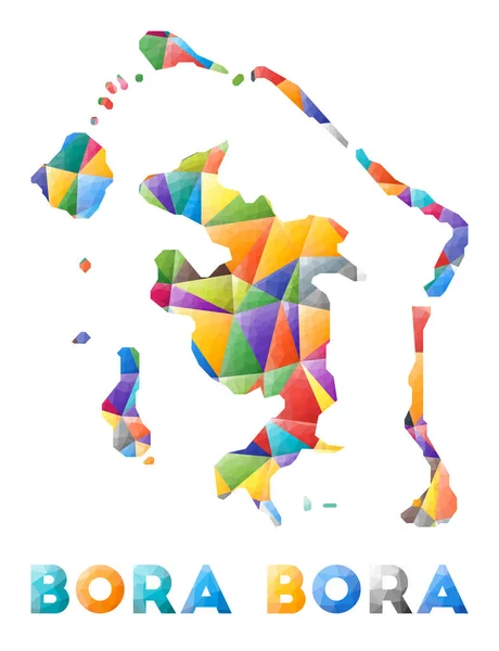 Bora Bora barevné nízké poly ostrov tvar vícebarevné geometrické trojúhelníky moderní trendy design — Stockový vektor