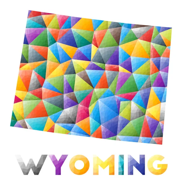 Wyoming  colorful low poly us state shape Multicolor geometric triangles Modern trendy design — Stock Vector