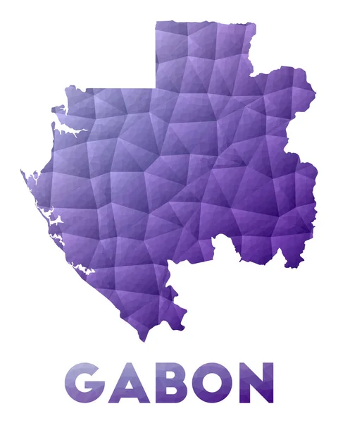 Mapa de Gabón Baja poli ilustración del país Diseño geométrico púrpura vector poligonal — Vector de stock