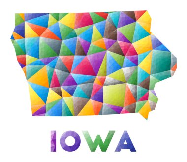 Iowa renkli düşük polyester devlet şekli çok renkli geometrik üçgenler Modern moda tasarımı
