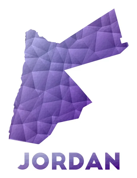 Carte de Jordanie Faible illustration poly du pays Design géométrique violet Vecteur polygonal — Image vectorielle