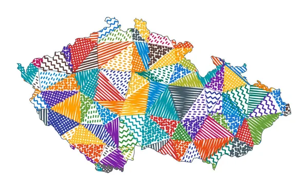 Kid style χάρτης της Τσεχικής Δημοκρατίας Χειροποίητα πολύγωνα σε σχήμα Τσεχίας Διάνυσμα — Διανυσματικό Αρχείο